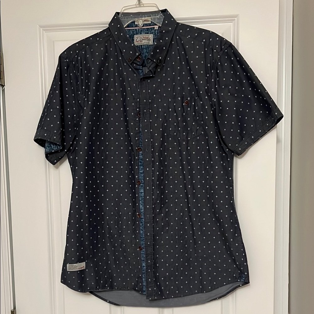 Men's Navy Cross Button Up Shirt
